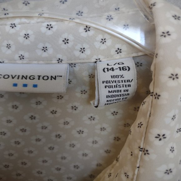 Covington Womens Ruffled Puff Sleeve Button Blouse Size Large - Picture 8 of 9